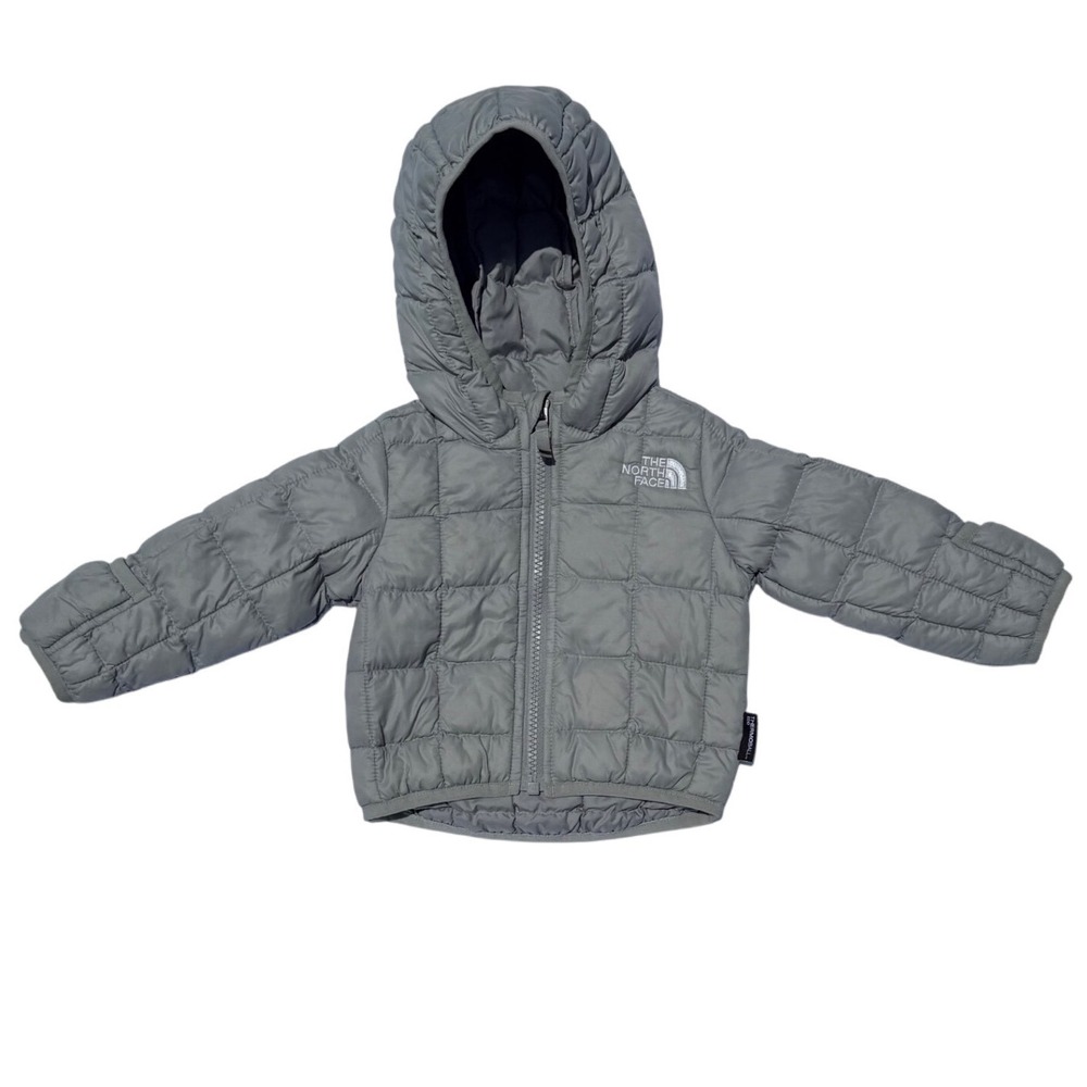 The North Face ThermoBall Eco Hoodie Infant 0-3M Grey Quilted Puffer Jacket